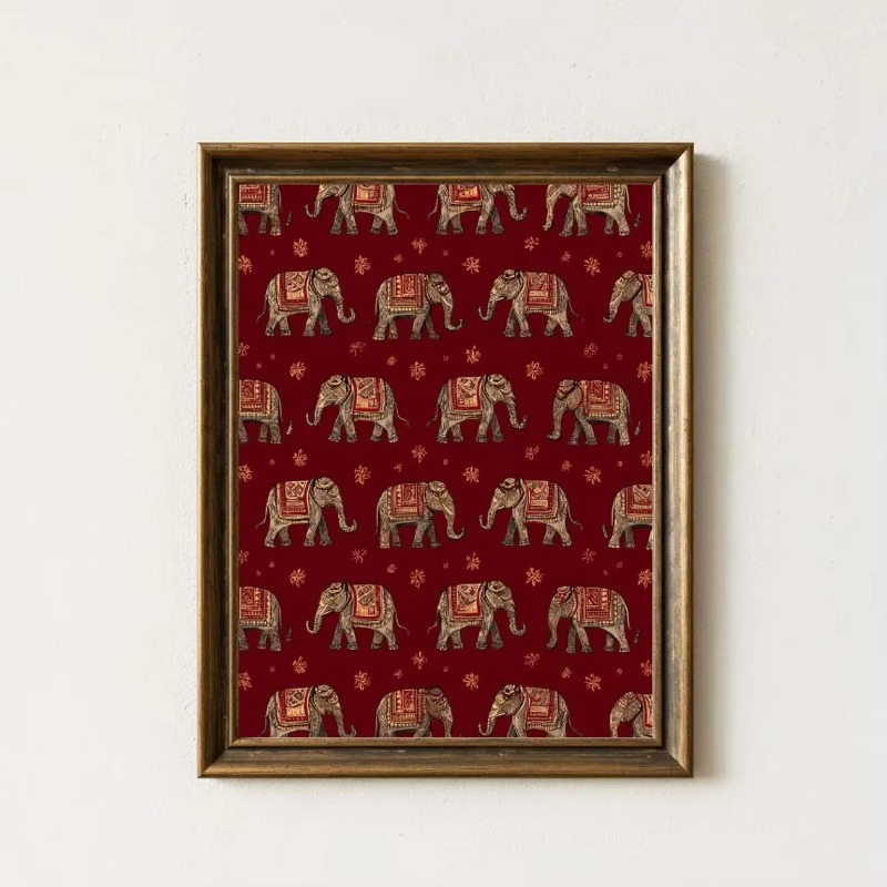 Geometric Wall Art - Estampa de Elefante Indiano, Arte de