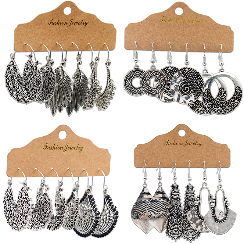 Boho Wind Chimes - Antigo sliver-banhado oco liga geométrica balançar