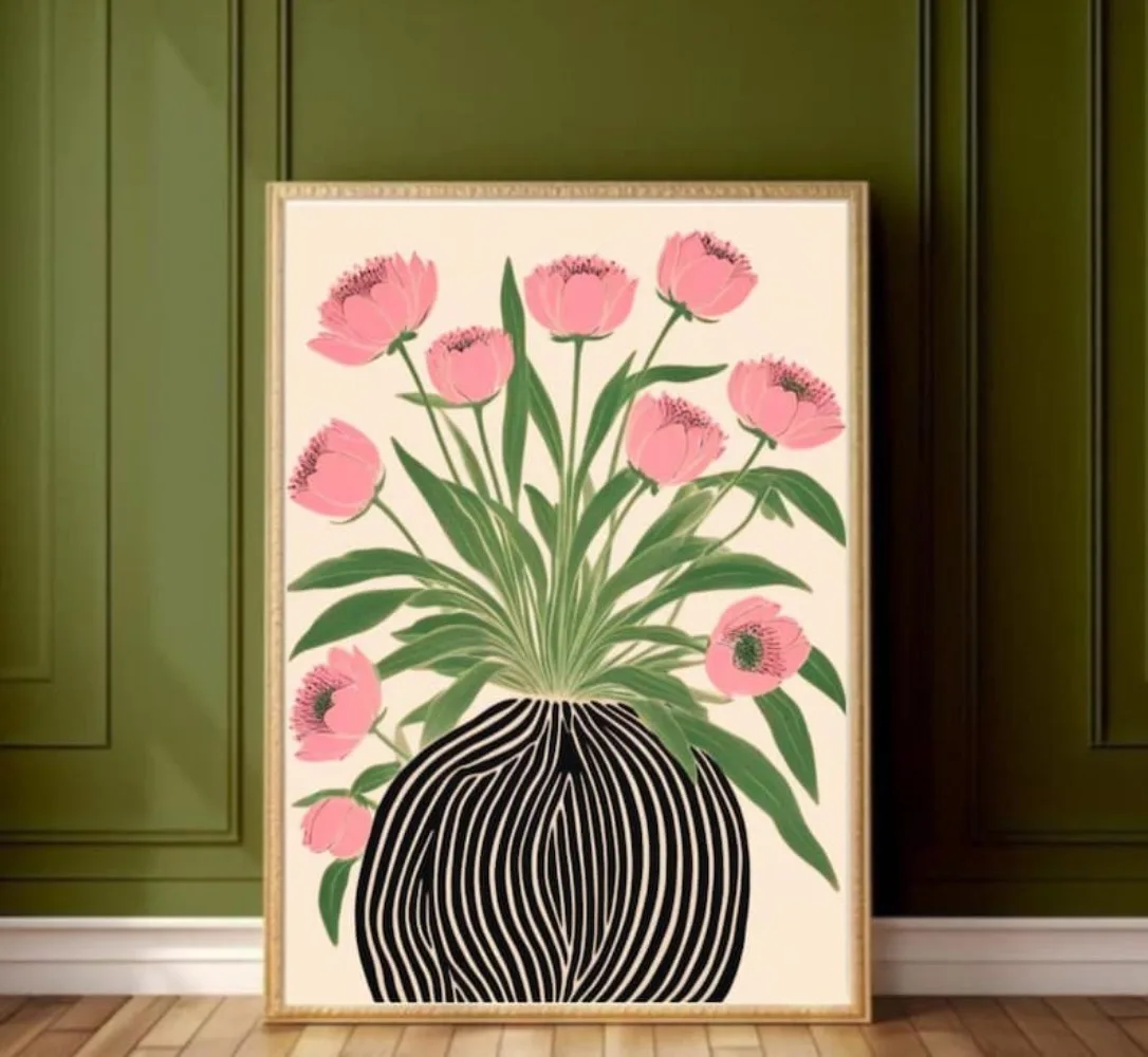Home Decor Vase - Um cartaz floral sem moldura, arte