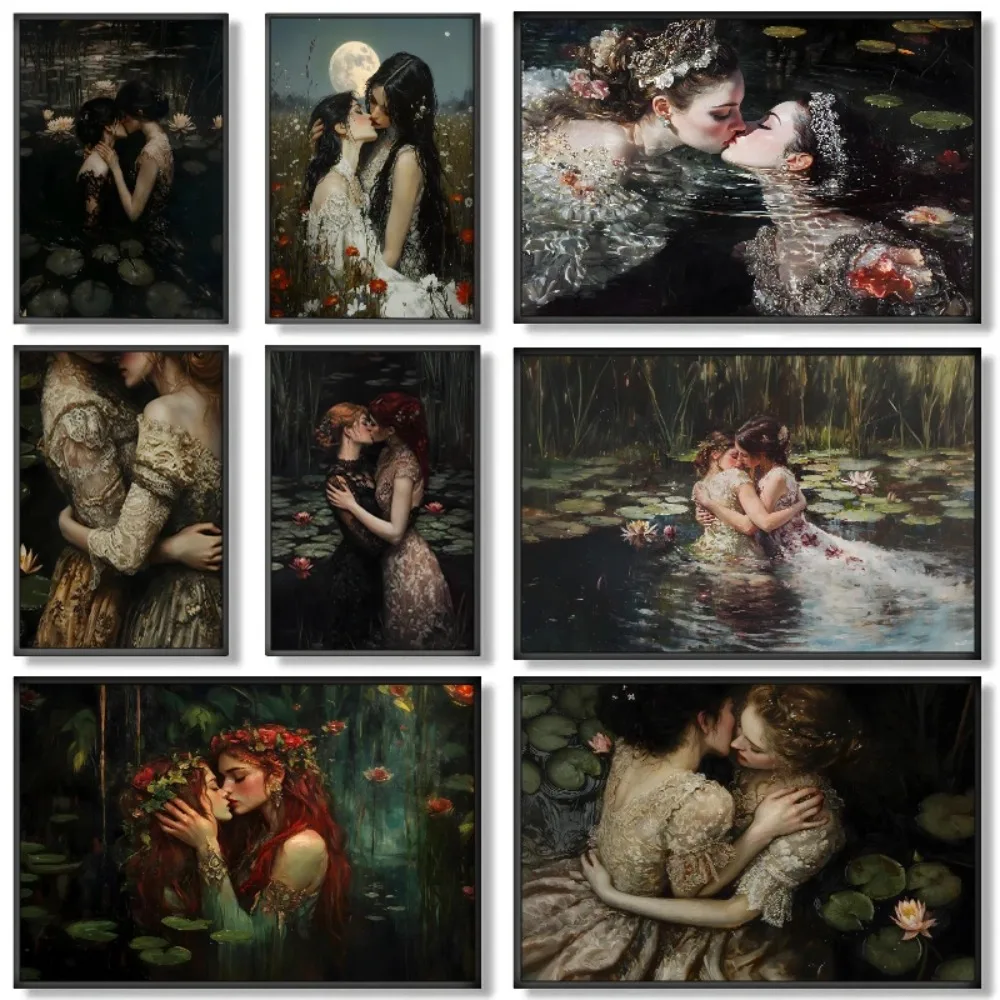 Home Decor Gothic - Pôster Gótico Vitoriano Lésbico, Pintura em
