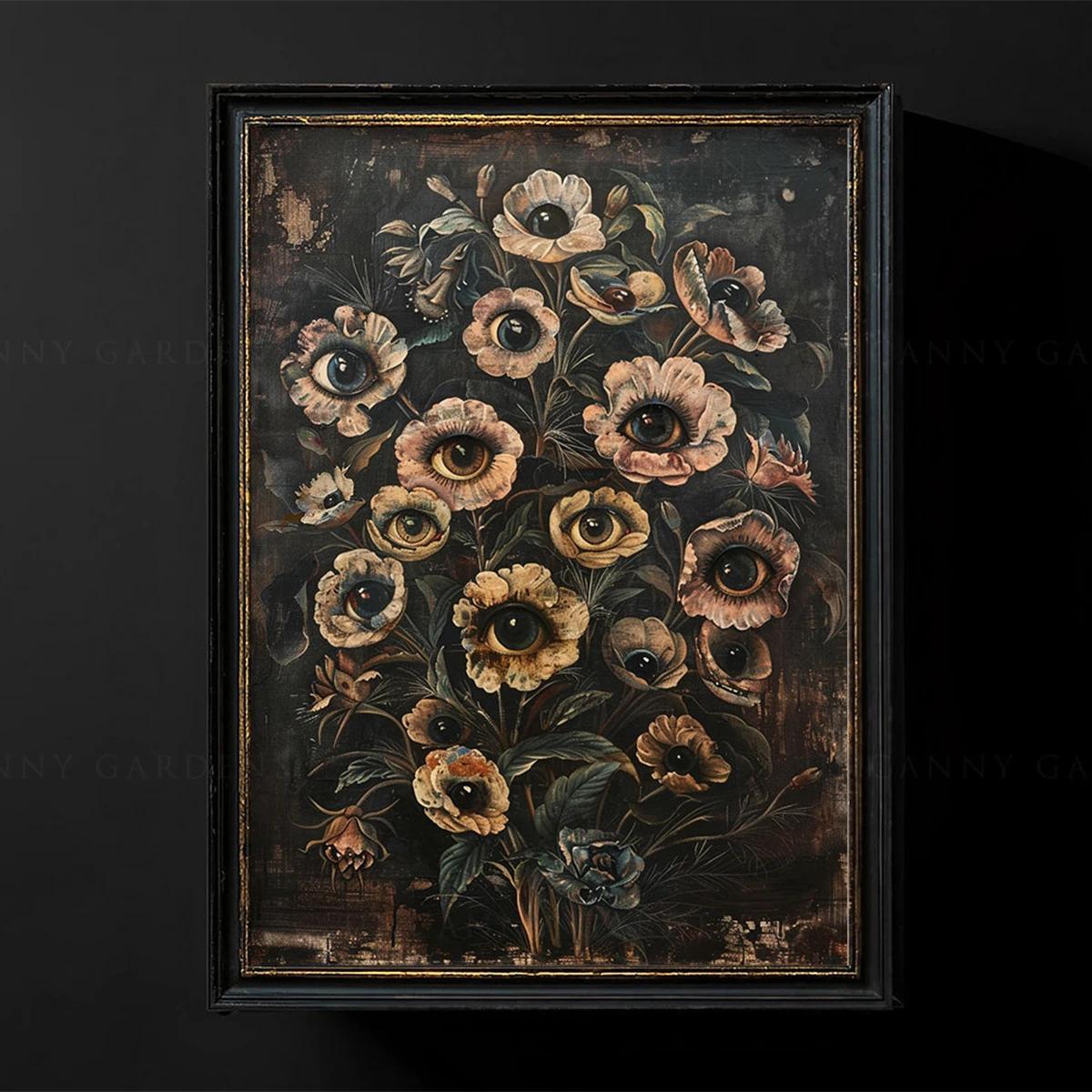 Home Decor Gothic - Pôster em Tela Olho Grego Floral