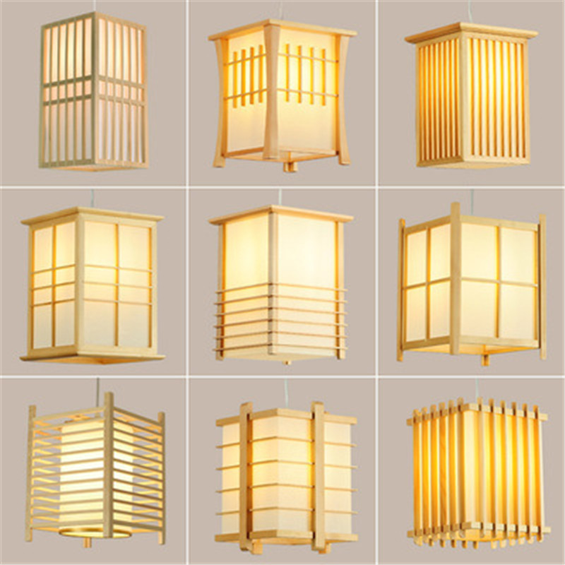 Hanging Moon Lamp - Luz pingente de madeira sólida para