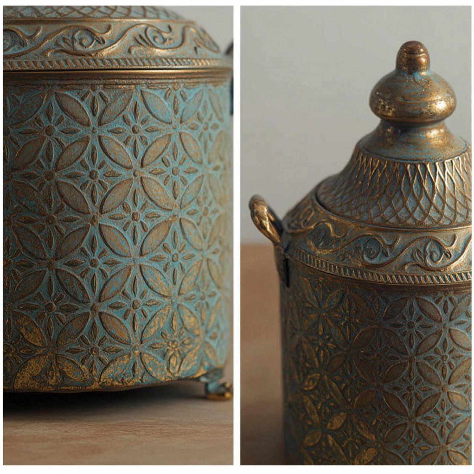 Home Decor Vase - Vaso Decorativo de Ferro Envelhecido Dourado,