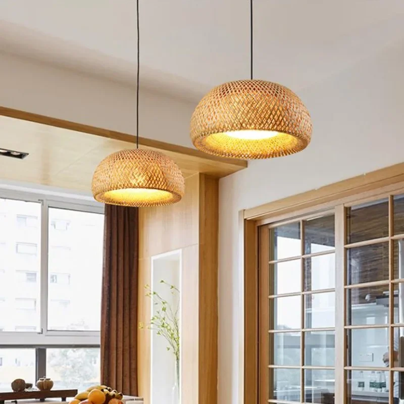 Hanging Moon Lamp - Luz pingente de bambu lamparas lâmpada