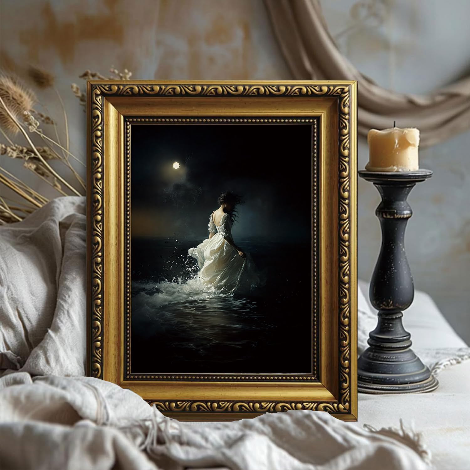 Home Decor Gothic - Quadro em Tela Emoldurado: Mulher Gótica