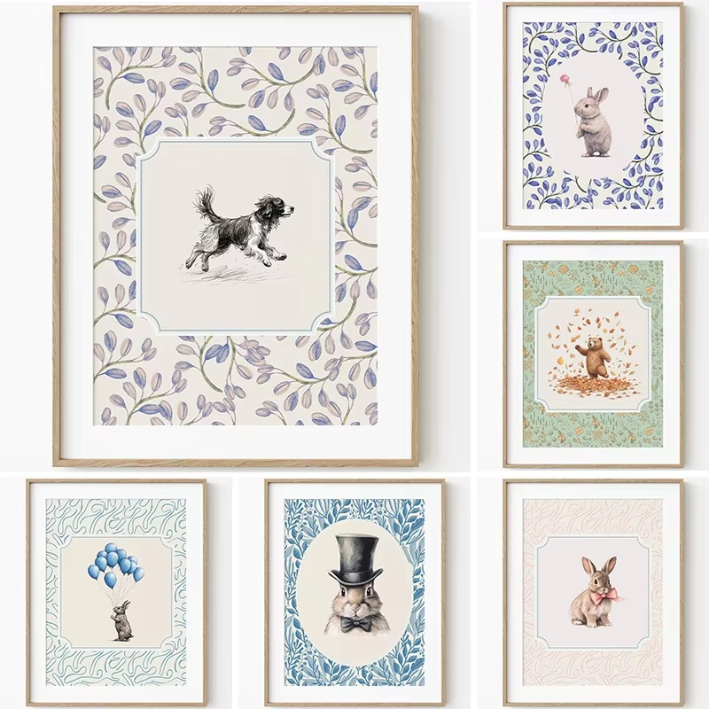 Home Decor Essentials - Pôsteres Nórdicos Vintage de Animais: Coelho,