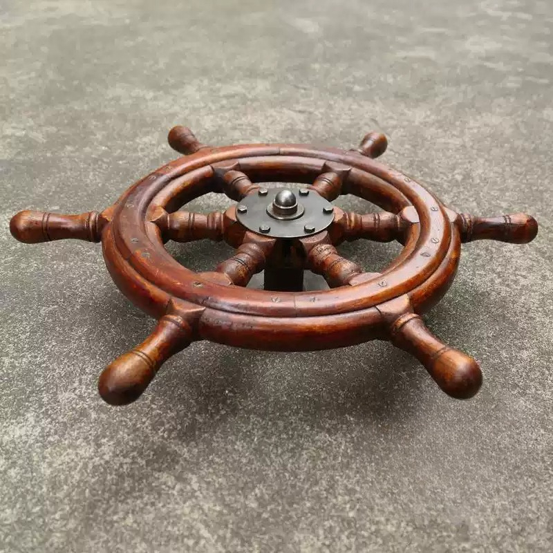 Roda de Leme de Madeira Maciça - Home Decor Nautical avaliação e preço