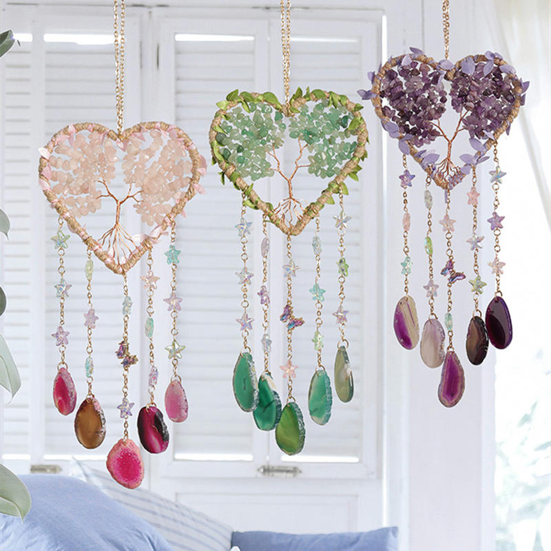 Cristal roxo ametista quartzo  - Boho Wind Chimes avaliação e preço