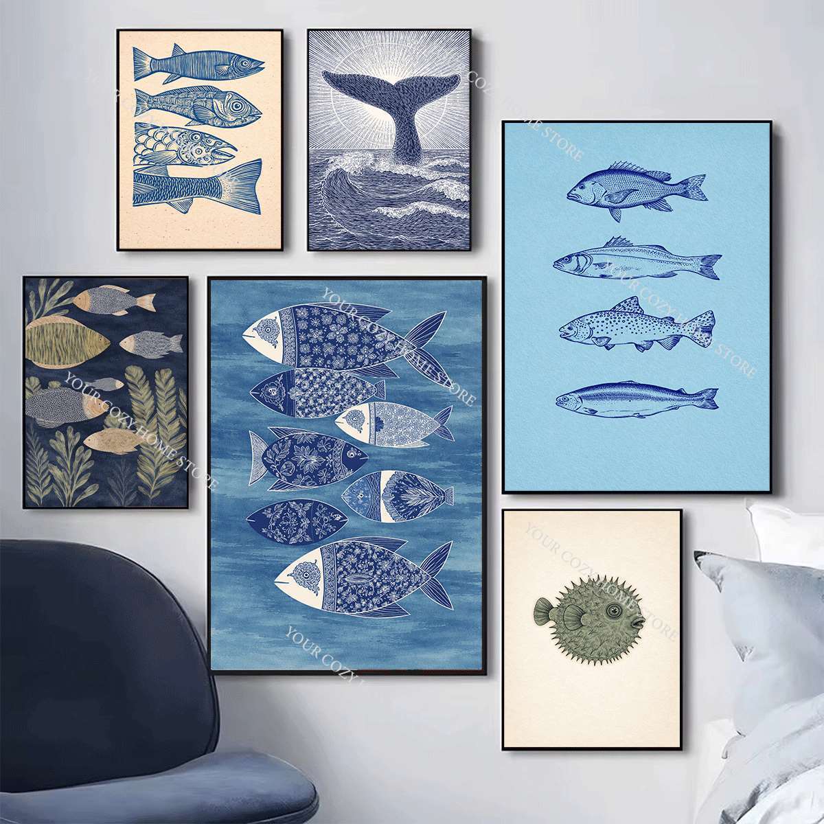 Pôster de arte náutica minimal - Home Decor Nautical avaliação e preço