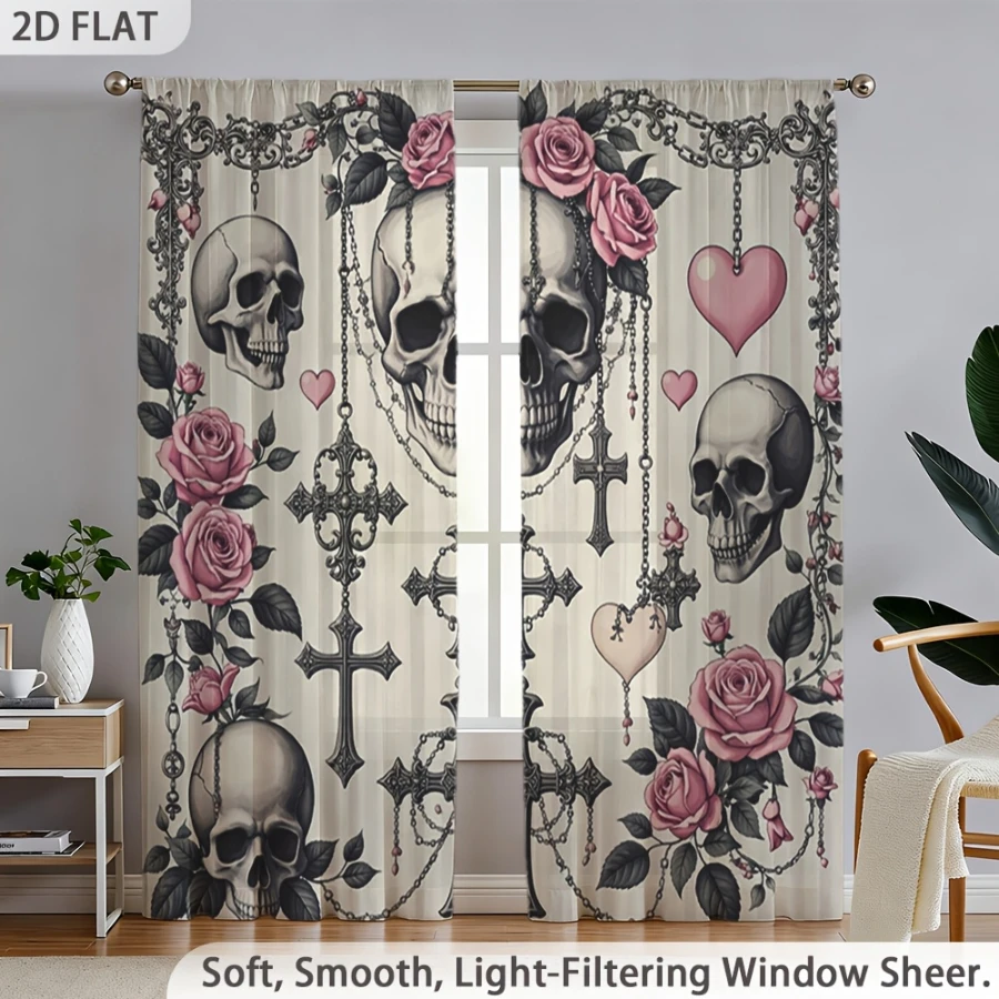 2 Peças de Cortina Translúcida - Home Decor Gothic avaliação e preço
