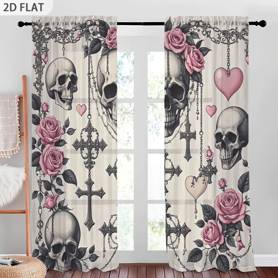 2 Peças de Cortina Translúcida - Home Decor Gothic avaliação e preço