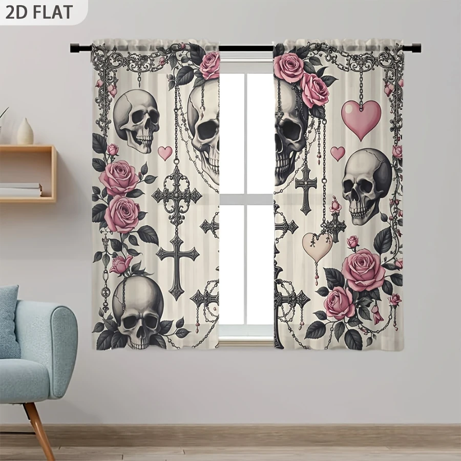 2 Peças de Cortina Translúcida - Home Decor Gothic avaliação e preço